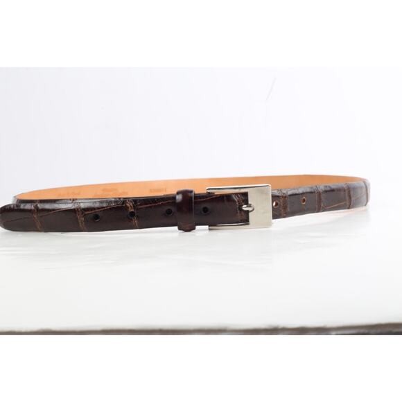 Vintage Martin Dingman Brown American Aligator Leather Handmade Skinny Belt XL main image 6